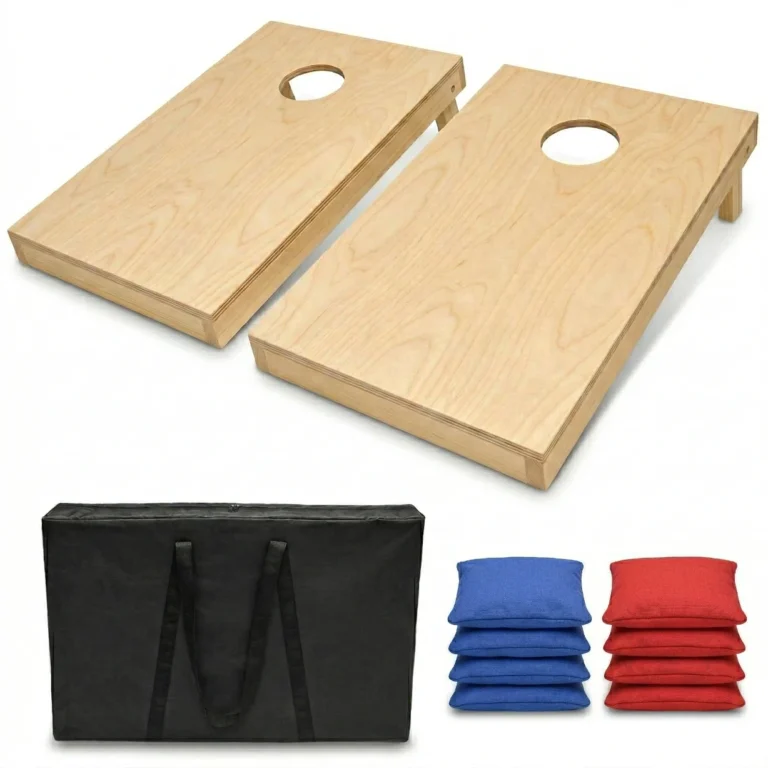 Tailgate size solid wood cornhole boards with varnished print surface