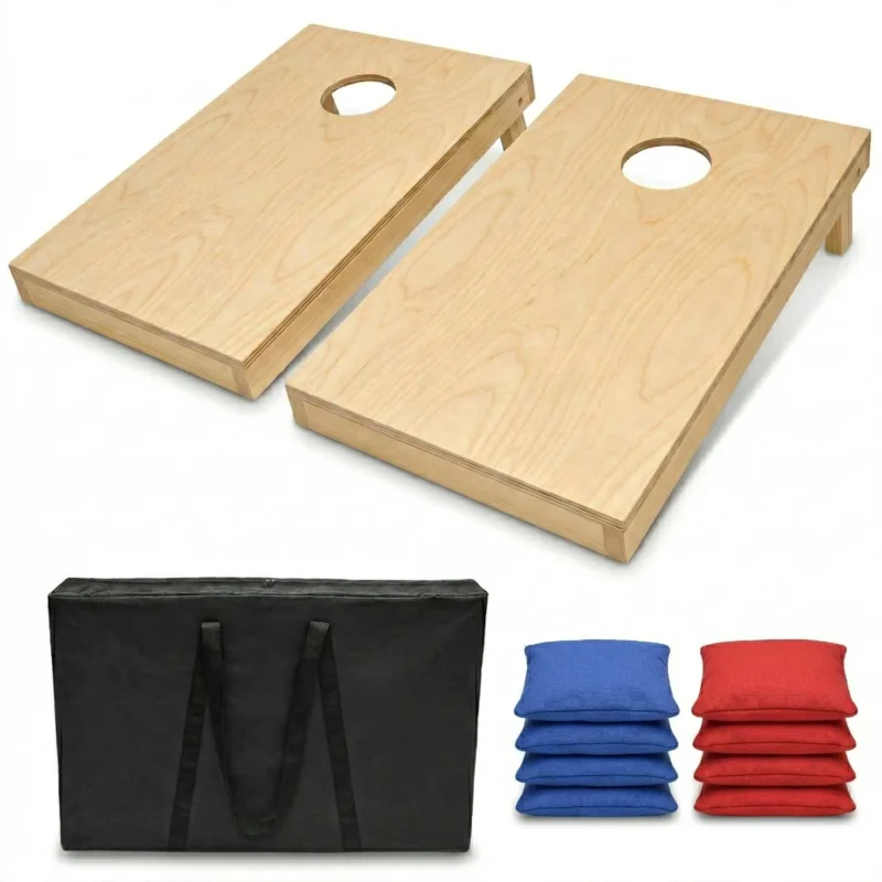 Wooden tailgate size cornhole boards 3x2 set with bean bags and carrying case for wholesale custom branding. Wooden tailgate size cornhole boards 3x2 set with bean bags and carrying case for wholesale custom branding.