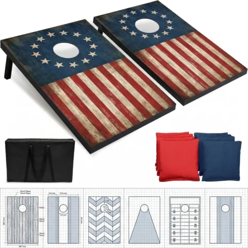 Premium 3x2 ft Tailgate cornhole set featuring a Red Zone vinyl decal and carrying bag for B2B wholesale
