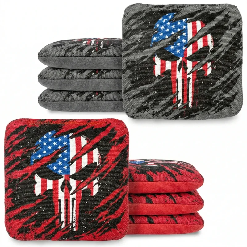 Set of weather-resistant Resin filled cornhole bags in regulation 6x6 inch size made from durable duck cloth for outdoor tournament play. Set of weather-resistant Resin filled cornhole bags in regulation 6x6 inch size made from durable duck cloth for outdoor tournament play.