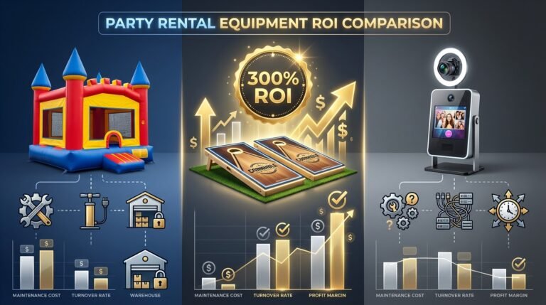 B2B ROI comparison analysis for commercial cornhole rental business