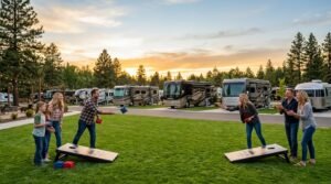 RV park ROI blog hero with all-weather cornhole
