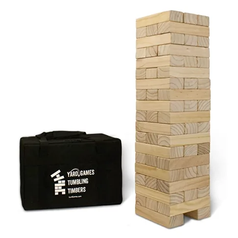 Solid wood giant Jenga tower and backyard yard game sets