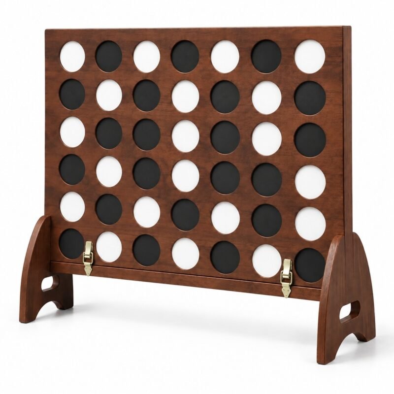 WG-G4R-006-2 All-Weather Poplar 4 in a Row. Built with new Zealand poplar. The game measures 3 ft W / over 2 ft H. Varnished, sealed and noise-reducing design.