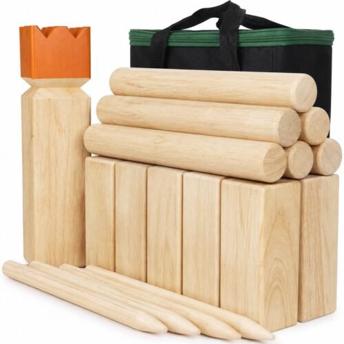 WG-KBB-001 Classic Rubberwood Kubb Set. Built with rubberwood playing pieces.