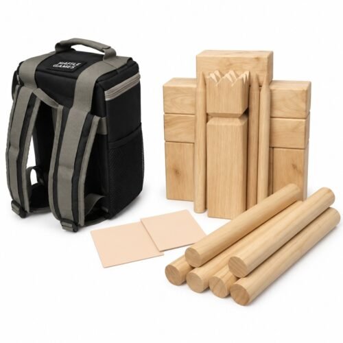 WG-KBB-004 Premium Hardwood Kubb Backpack Set. Built with heavy, high-quality hardwood pieces.