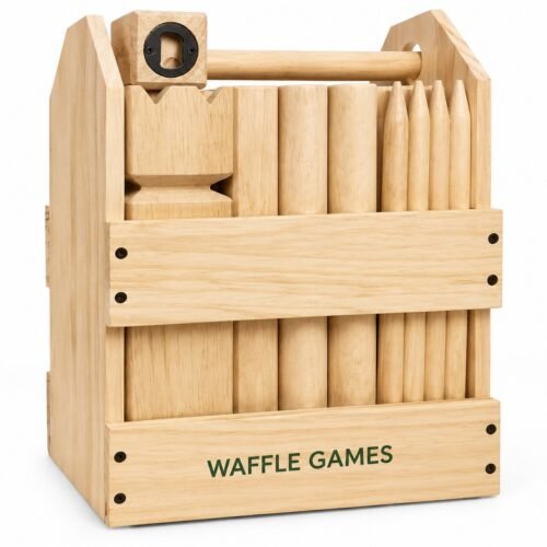 WG-KBB-005 Premium Kubb with Wood Crate. Built with new Zealand rubberwood components.