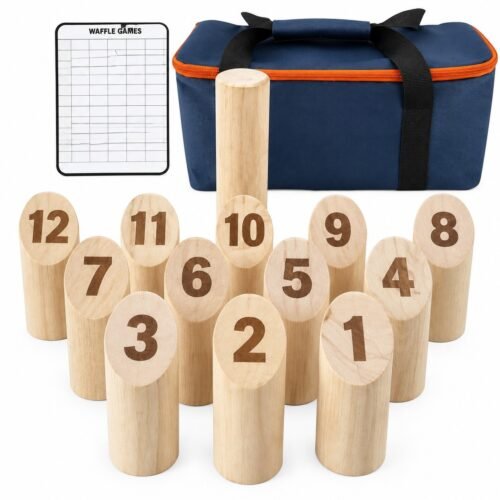 Scoreboard Numbered Block Toss. Built with wooden pins with clear printed numbers.