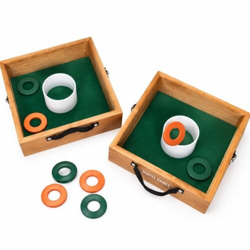 Solid Wood Washer Target Box. Built with thick solid wood targets. The game measures 2.5 in washer-ring format.
