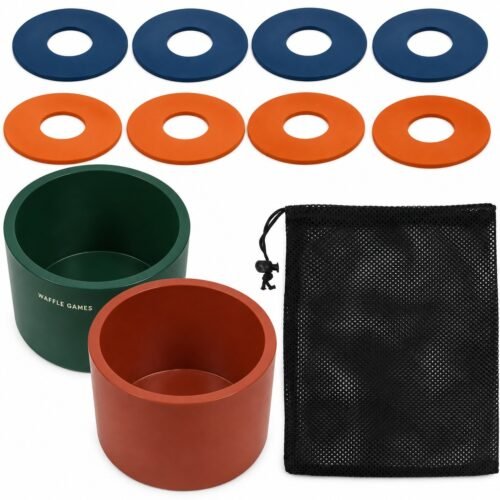 Mini Solid Wood Washer Bowl. Built with solid wood bowls with steel washers. The game measures 4.5 x 4.5 x 3.15 in / target bowl.