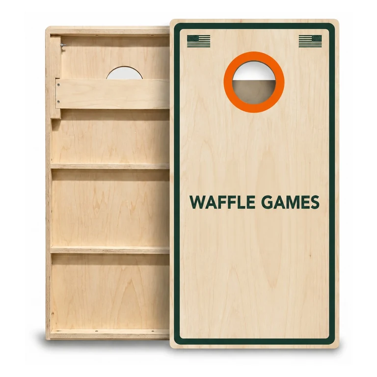 Custom cornhole boards with UV printed team artwork