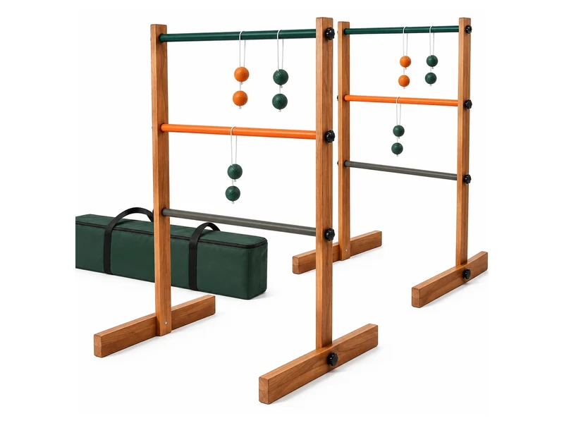 Wooden ladder golf set with coloured bolas